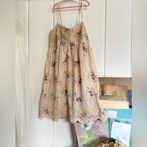 Floral Lace Mini Dress - Cream